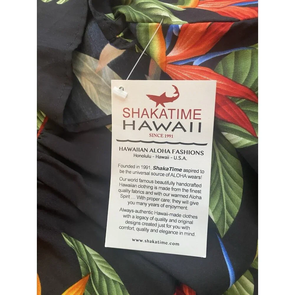 NEW Puanani Hawaiian Shirt Medium Square Neck Flutter‎ Sleeve Luau Tropical Top